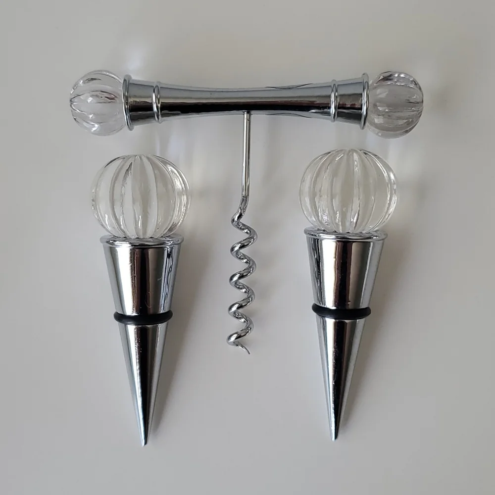 Royal Limited Vintage Crystal Corkscrew Wine Opener with 2 Wine Stoppers Box Set